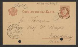Brief von Gabriel Strobl an Jakob Singer