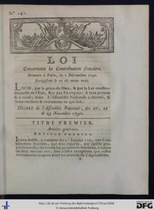 Loi concernant la Contribution foncière.