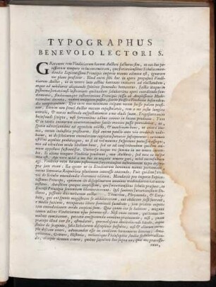 Typographus Benevolo Lectoris