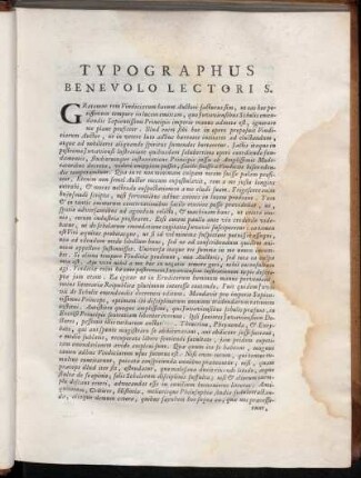 Typographus Benevolo Lectoris