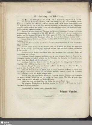 VI. Ordnung der Schulfeier