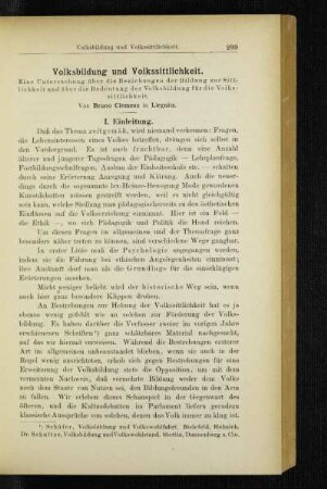 Volksbildung und Volkssittlichkeit : eine Untersuchung über die Beziehungen der Bildung zur Sittlichkeit und über die Bedeutung der Volksbildung für die Volkssittlichkeit
