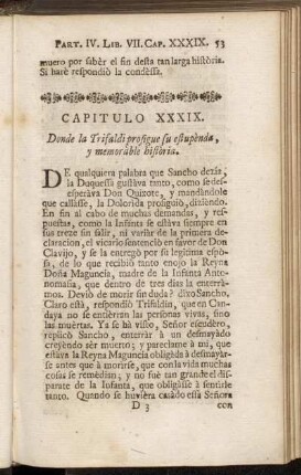 Capitulo XXXIX. Donde la Trifaldi prosigue su estupènda, y memoràble història