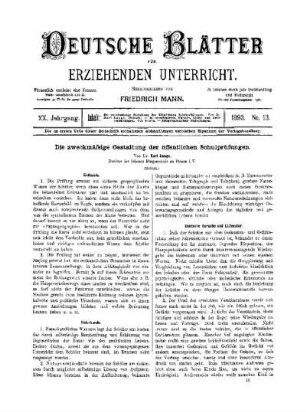 Die zweckmässige Gestaltung der öffentlichen Schulprüfungen : (Schluss)