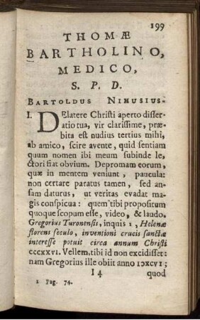 Thomae Bartholino, Medico, S.P.D. Bartoldus Nihusius