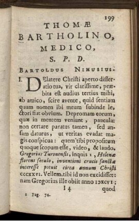 Thomae Bartholino, Medico, S.P.D. Bartoldus Nihusius