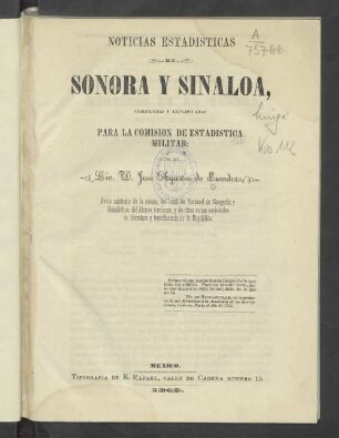 Noticias estadísticas de Sonora y Sinaloa