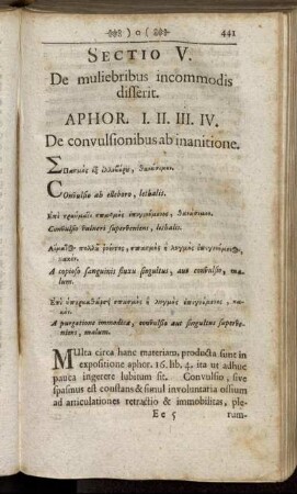 Sectio V. De muliebribus incommodis disserit.