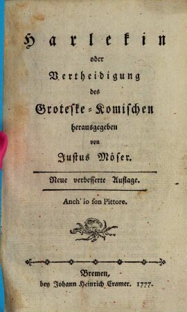 Harlekin oder Vertheidigung des Groteske-Komischen