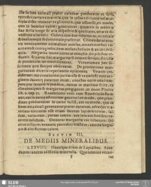 Sectio III. De Mediis Mineralibus