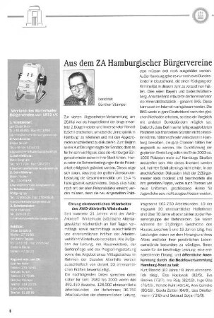 Aus dem ZA Hamburgischer Bürgervereine