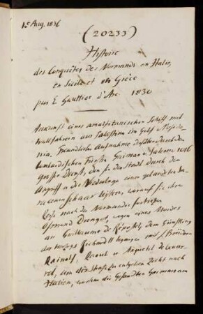 20233-20262, 15. Aug. 1836 Histoire des Conquetes des Normands en Italie, en Sicile et en Grece par E. Gauttier, 1830