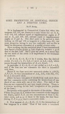 Some properties of confocal conics and a derived cubic.