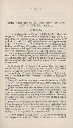 Some properties of confocal conics and a derived cubic.