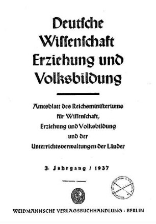 3: Deutsche Wissenschaft, Erziehung und Volksbildung - 3.1937