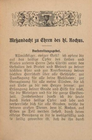 Meßandacht zu Ehren des hl. Rochus.