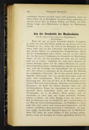 Aus der Geschichte der Musikschulen : (Fortsetzung)