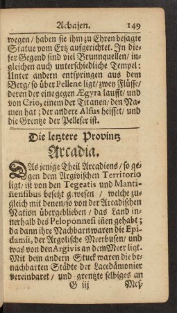 Die letztere Provintz Arcadia
