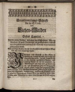 Erstes Capittel. - Das V. Capittel.