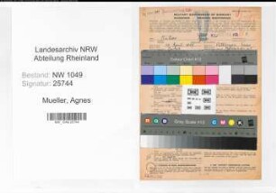 Entnazifizierung Agnes Mueller , geb. 18.04.1889 (Lehrerin)