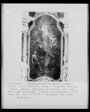 Madonna in Glorie, mit den Heiligen Benedikt, Petrus und Paulus