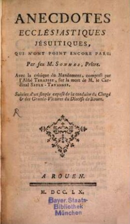Anecdotes ecclésiastiques jésuitiques