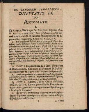 Disputatio IX. De Axiomate.