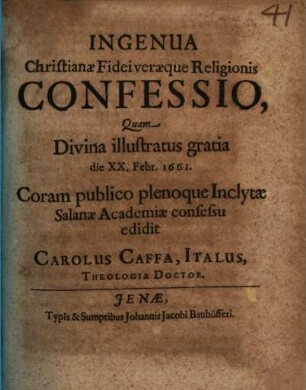 Ingenua Christianae Fidei veraeque Religionis Confessio