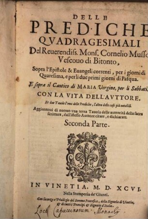 Prediche quadragesimali, 2. (1596)