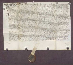 Gültbrief des Jacob Schwenk gegen die Pfarrkirche zu Büchenbronn, unter Verpfändung von Gütern daselbst