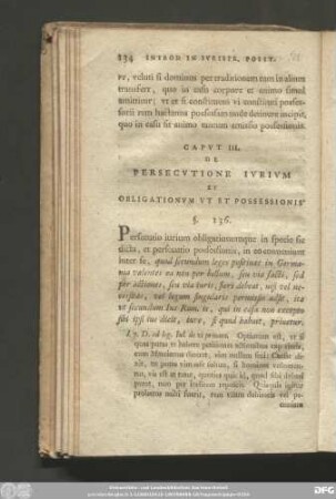 Caput III. De Persecutione Iurium Et Obligationum Ut Et Possessionis.