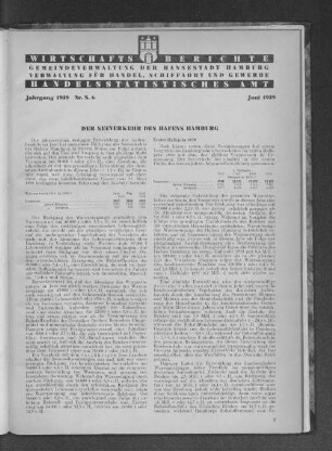 Handelsstatistisches Amt: Wirtschaftsberichte des Handelsstatistischen Amts für Juni 1939