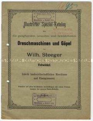 Katalog über Dreschmaschinen und Göpel