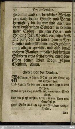 Gebet vor der Beichte