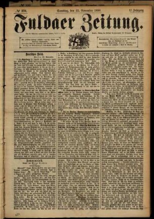 Ausgabe vom Samstag, den 22. November 1890.