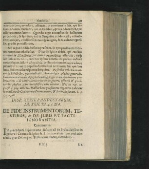 Disp. XXXII. De Fide Insrumentorum, Testibus, & De Iuris Et Facti Ignorantia.