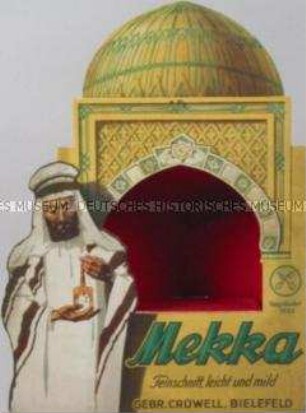Werbeaufsteller für "Mekka"-Zigaretten des Tabakhauses "Gebr. Crüwell"