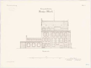 Universität Breslau Klinische Neubauten. Erweiterung. Kinderklinik: Nordansicht 1:100