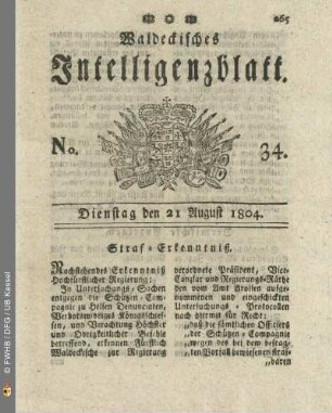 No. 34. Dienstag den 21 August 1804