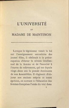 L'université et madame de Maintenon