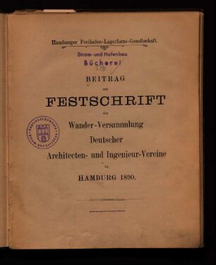Beitrag zur Festschrift der Wander-Versammlung Deutscher Architecten- und Ingenieur-Vereine in Hamburg 1890