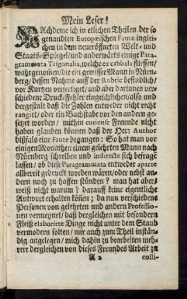 Mein Leser!