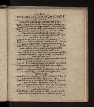 Syllabus Sectionum Et Quaestionum