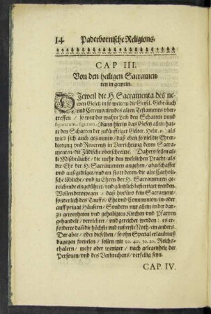 Cap. III. Von den heiligen Sacramenten in gemein.