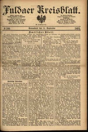 Erste Ausgabe vom Samstag, den 14. September 1895.