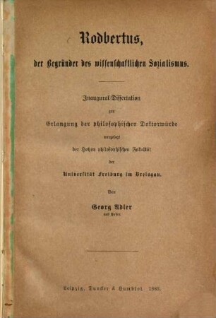 Rodbertus, der Begründer des wissenschaftlichen Sozialismus
