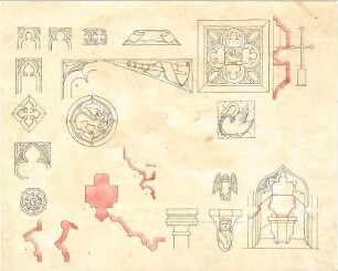 Lange, Ludwig; Lange - Archiv: X.5 Gotik (Details Holz) - Ornamente u. Profile (Details, Schnitte)