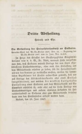 Dritte Abtheilung. Heirath und Ehe