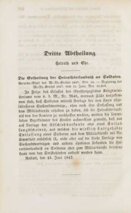 Dritte Abtheilung. Heirath und Ehe