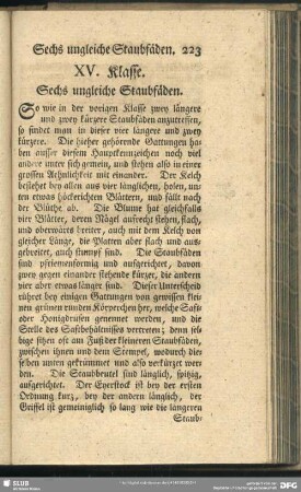 XV. Klasse. Sechs ungleiche Staubgefässe
